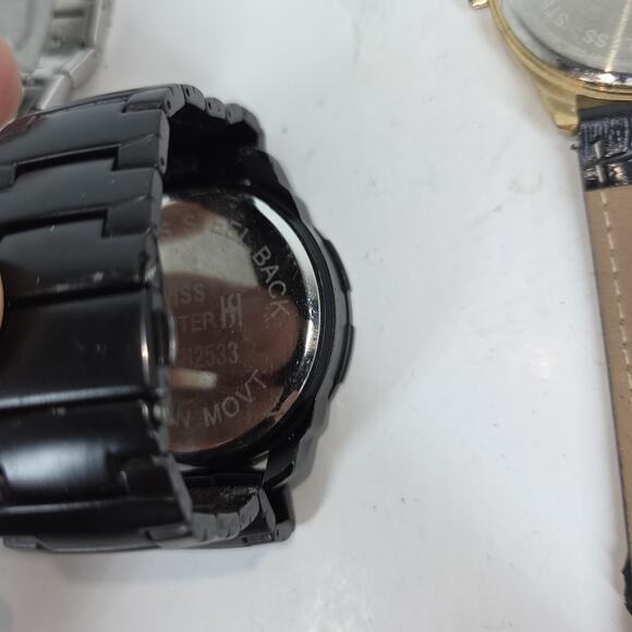 Vtg Watch Lot of 5 Mens Rocawear Time Piece Silver Black Leather Wrist Watches - Picture 12 of 14